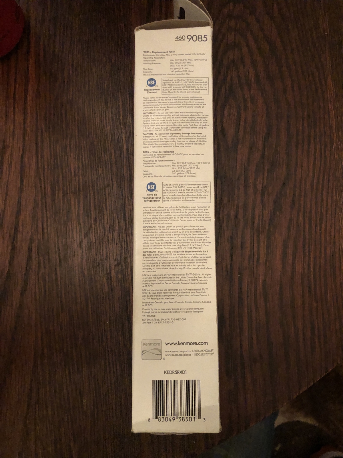 1 PACK Kenmore 9085 46-9085 Replacement Refrigerator Water Filter Fit 9085 USA
