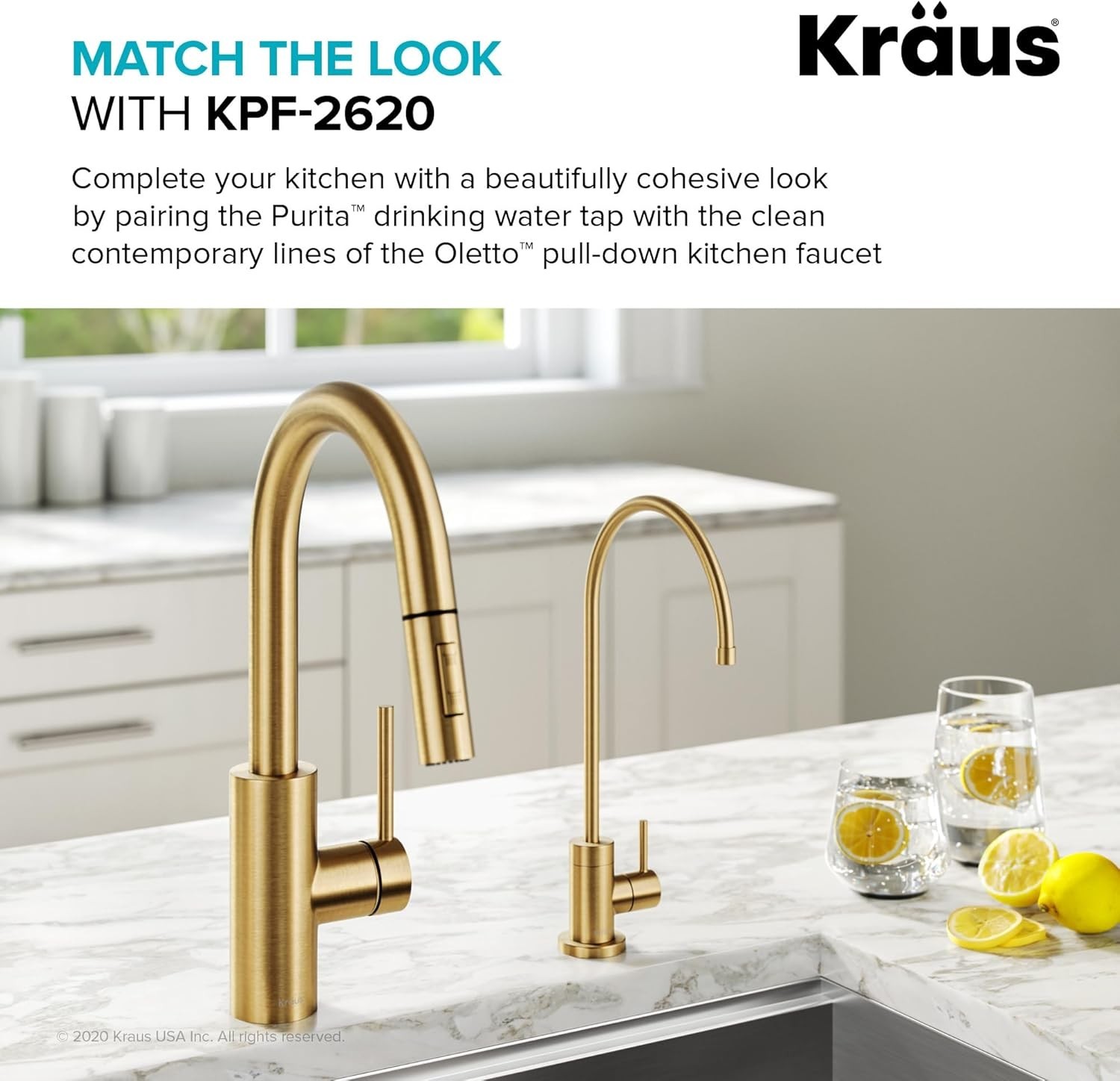 Kitchen Water Filter Faucet Brass 12-in Lead-Free Durable Modern Style