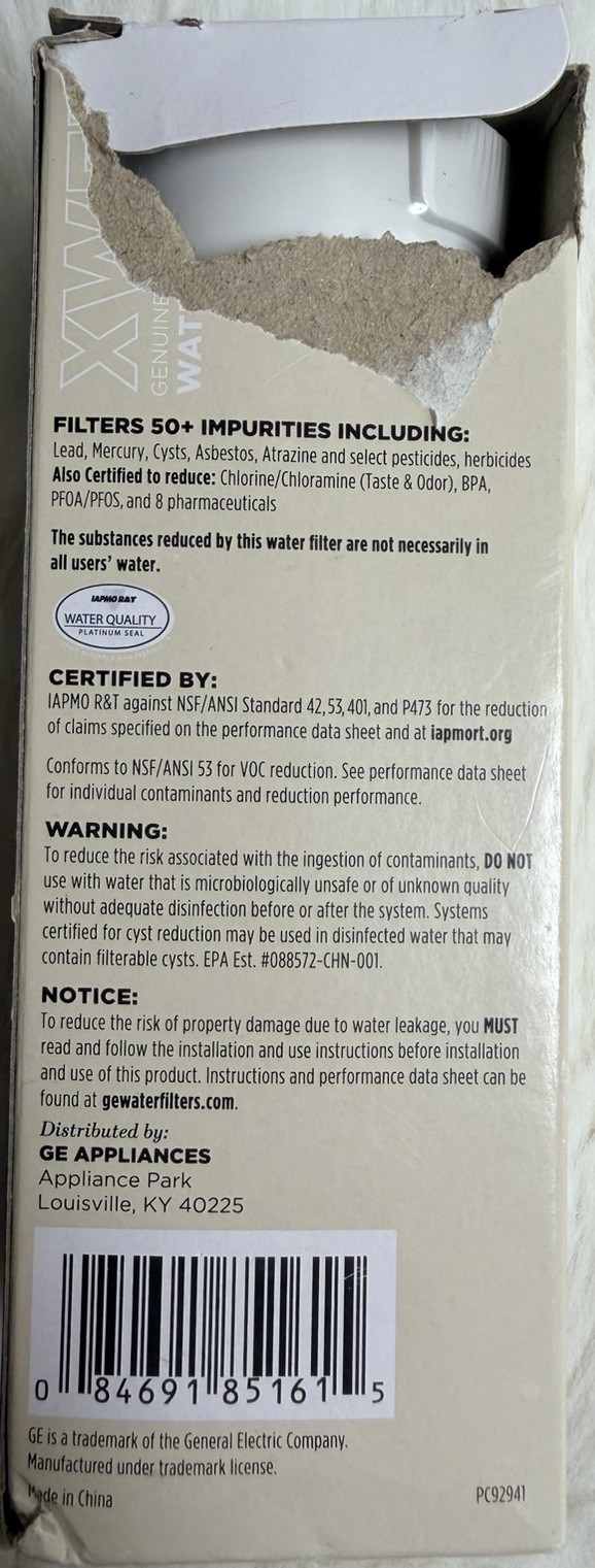 GE XWFE Refrigerator Water Filter No Chip New Open Box