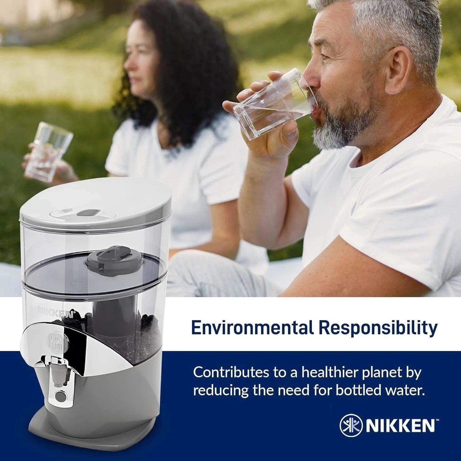 Nikken PiMag Waterfall Gravity Water Filter System Alkaline BPA Free #13681 NEW⚡