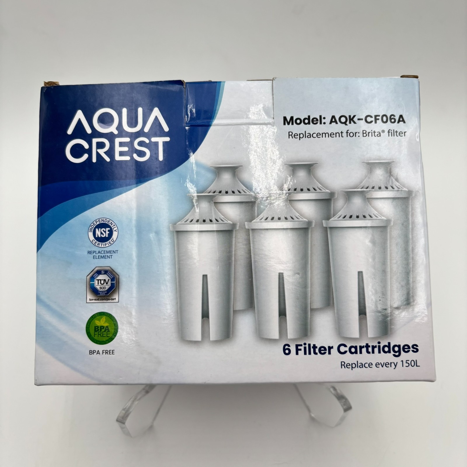 Aqua Crest AQK-CF06A 6 Pack Water Filter Replacement For Brita Pitchers BPA Free