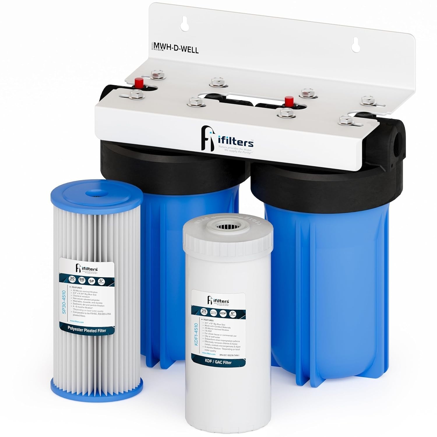 iFilters DUAL STAGE 4.5” X 10” WHOLE HOUSE WELL WATER FILTRATION SYSTEM-NIB!!!