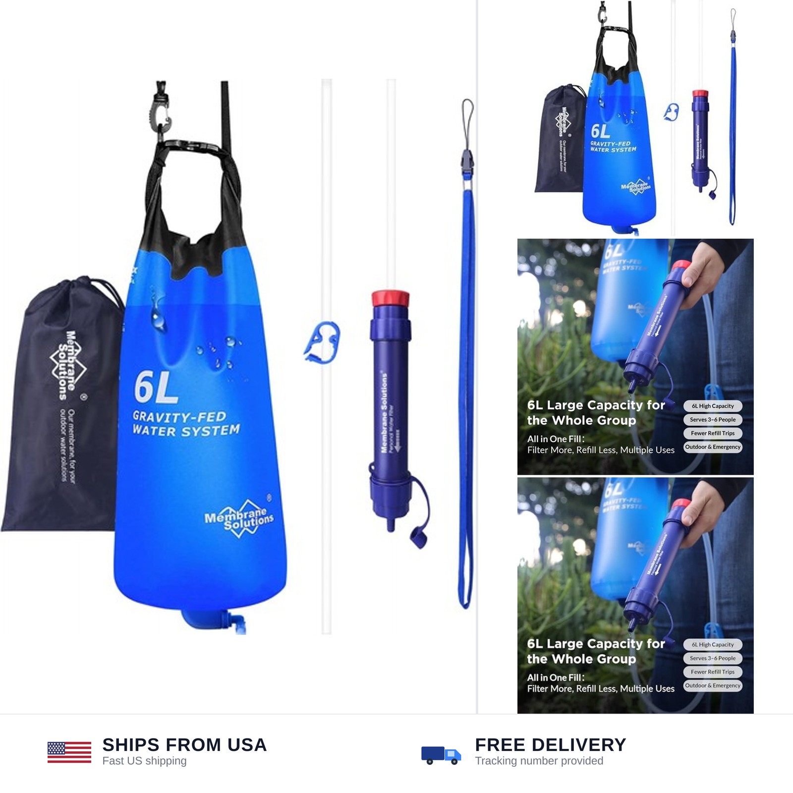 Membrane Solutions Gravity Water Filter Pro 6L, NSF/ANSI 42&372&401 Certified…