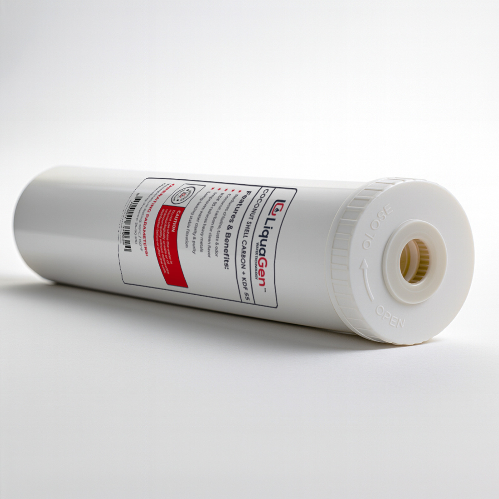 LiquaGen 4.5″x20″ Coconut Shell Carbon + KDF-55 Filter – Chlorine & Heavy Metals