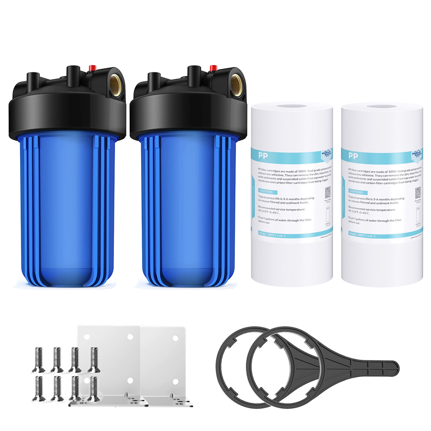 2Pack 10 Inch Big Blue Whole House Water Filter Housing System 10″x4.5″ Sediment