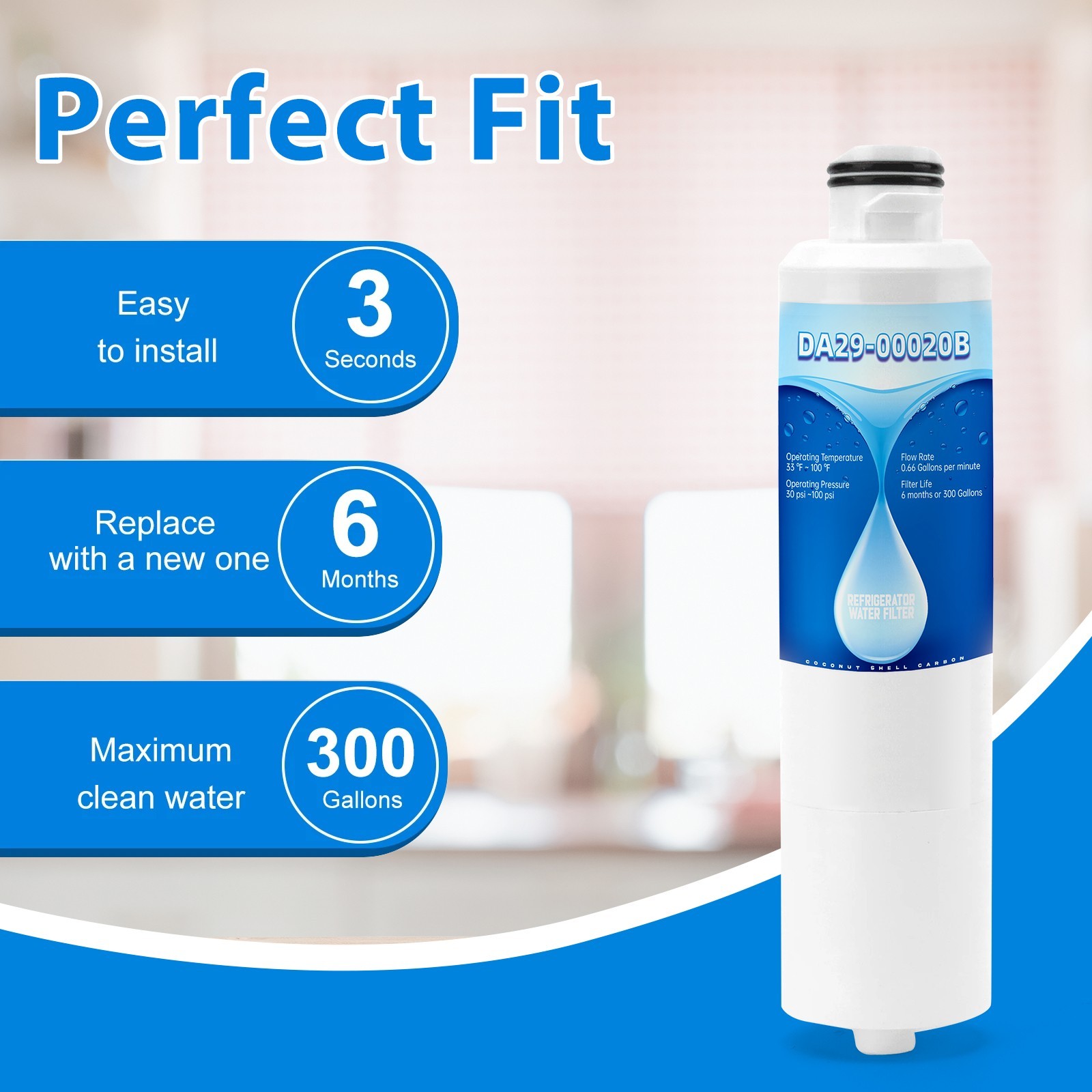 UKF8001 Refrigerator Water Filter replacement for Maytag UKF8001AXX750 3 packs