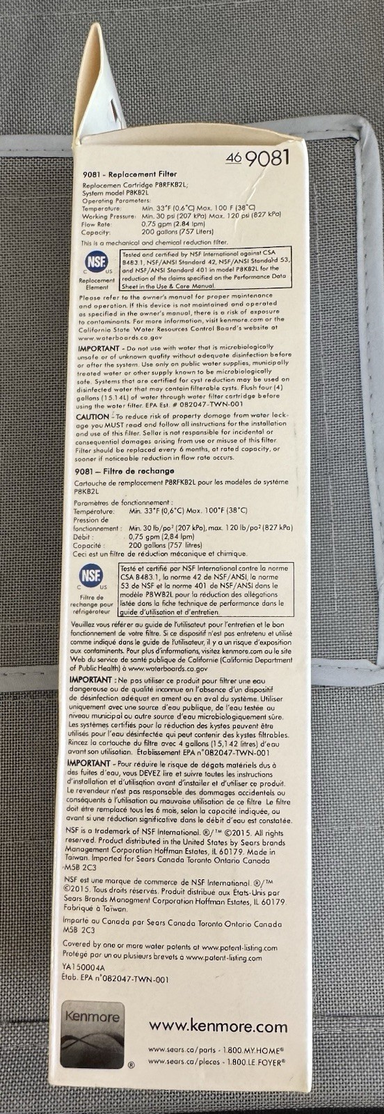 Kenmore 469081 Replacement Refrigerator Water Filter White – NIP
