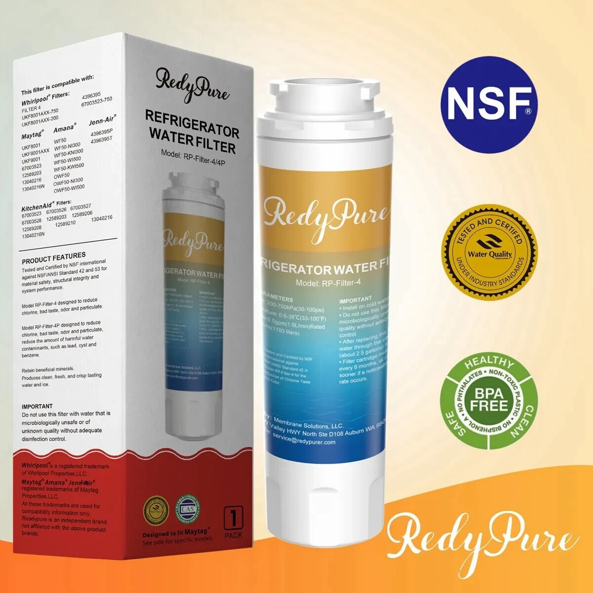 RedyPure UKF8001 UKF8001AXX-750 or -200 Refrigerator Water Filter 3-pk ~ NIB