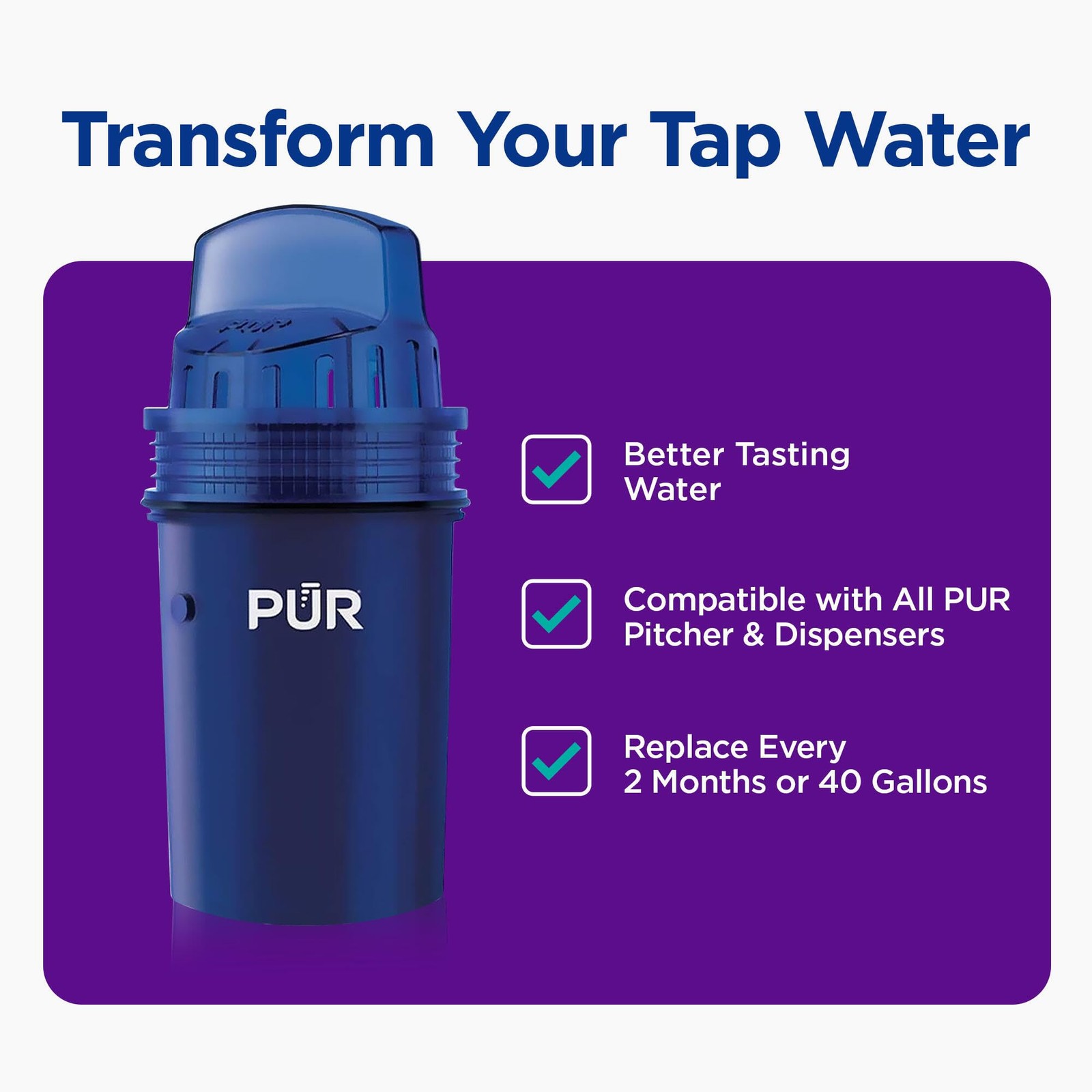Pur Water Pitcher Dispenser Replacement Filters 2 Count Fast Filtration Nsf C…