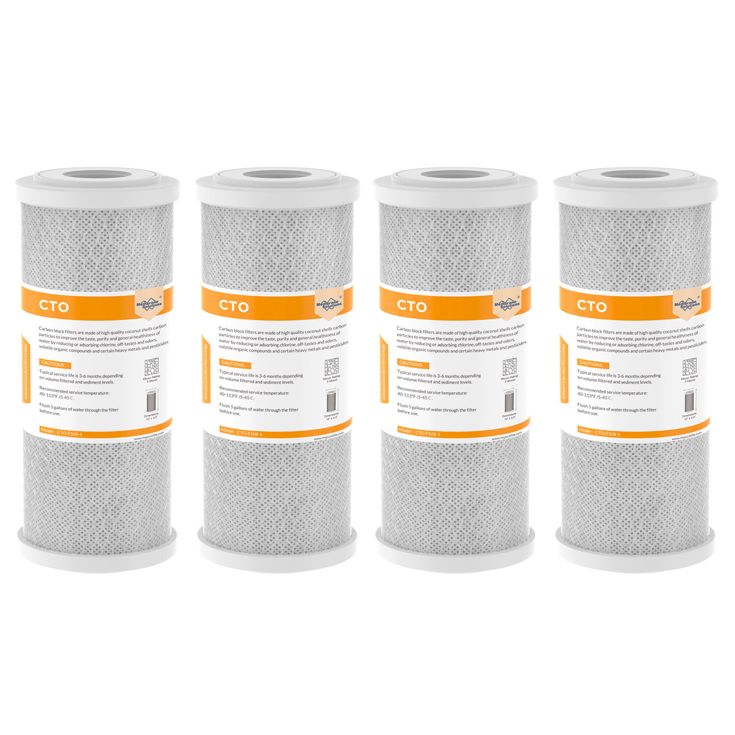 4 Pack 10″ x 4.5″ CTO Carbon Block Water Filter Replacement For Big Blue Housing