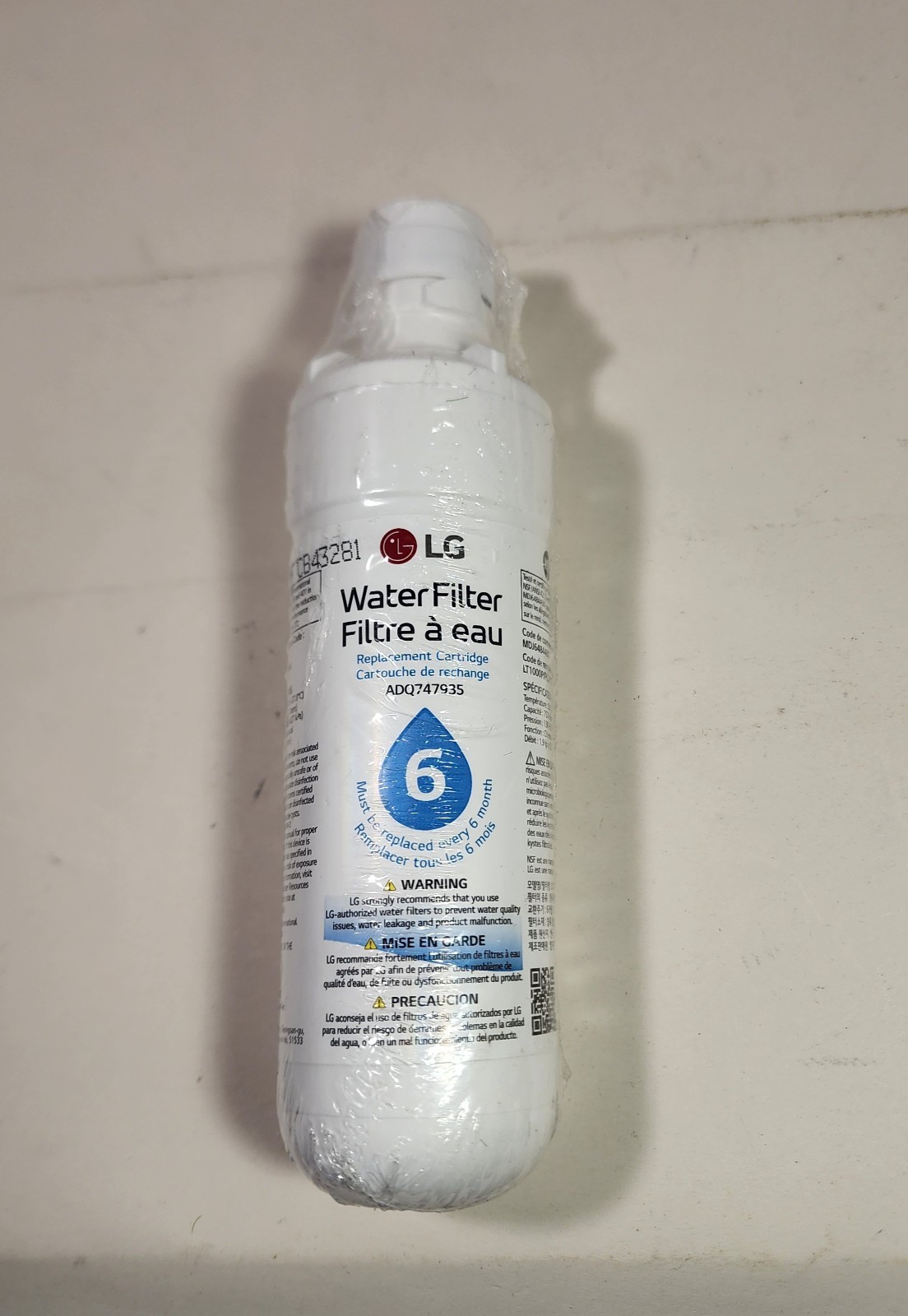 1 LG Genuine LT1000P/PC/PCS Refrigerator Replacement Water Filter Sealed