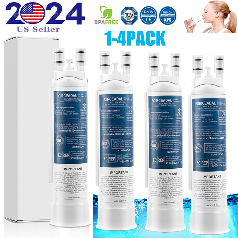 1-2-3-4pack Replacement For Frigidaire FPPWFU01 Water & Ice Refrigerator Filter
