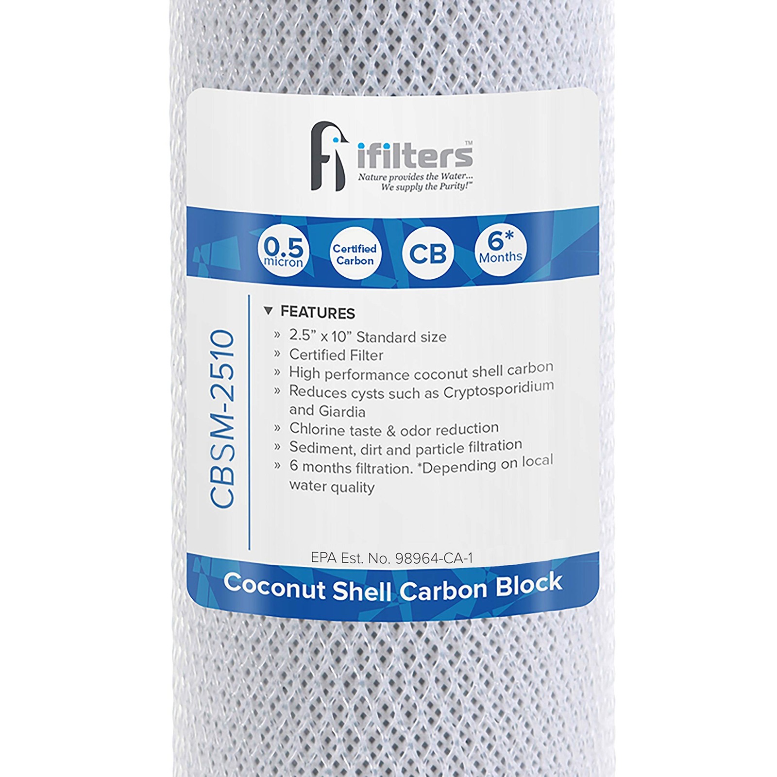 0.5Micron Carbon Block Water Filter – Coconut Shell CTO Drinking Water Filter…