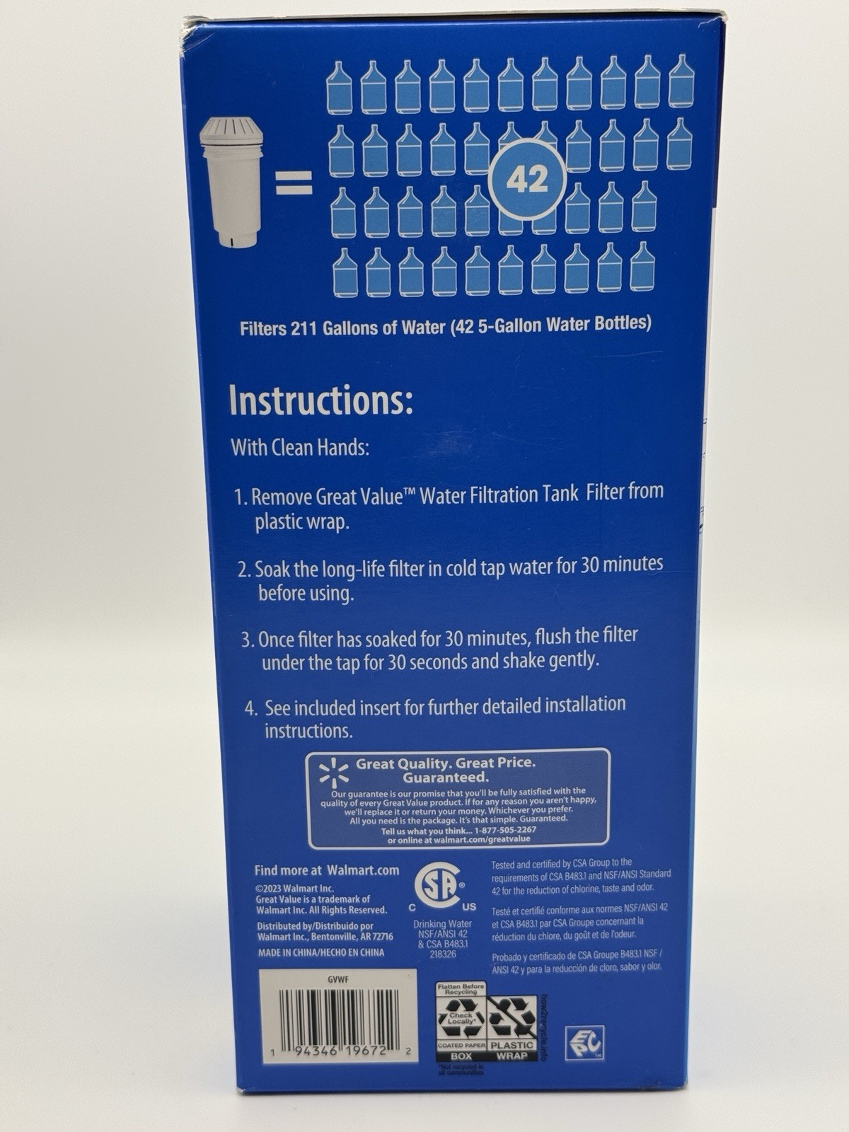 GREAT VALUE Replacement Water Filter GWF3 Alternative Compatible W/Vitapur GWF8