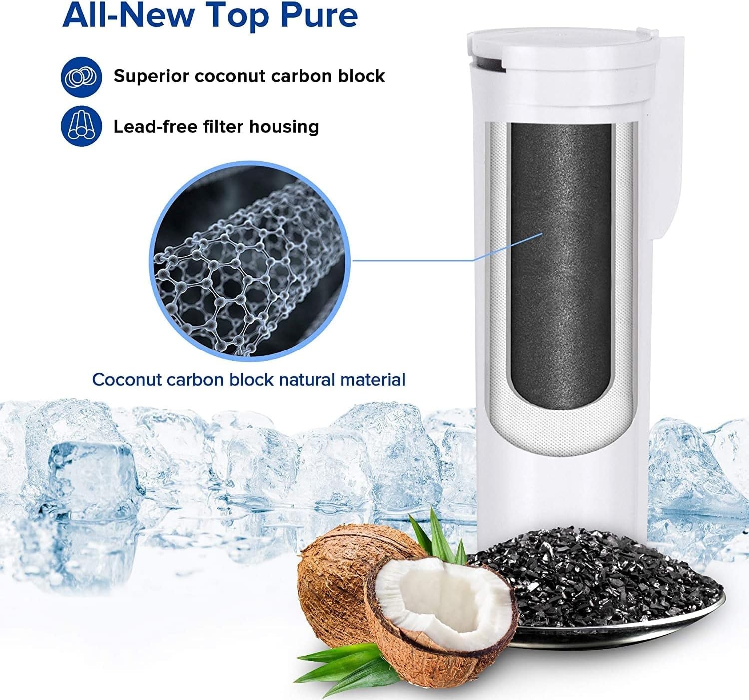 Ice Maker Water Filter Replacement Carbon Fiber 4 Pack for Opal 2.0