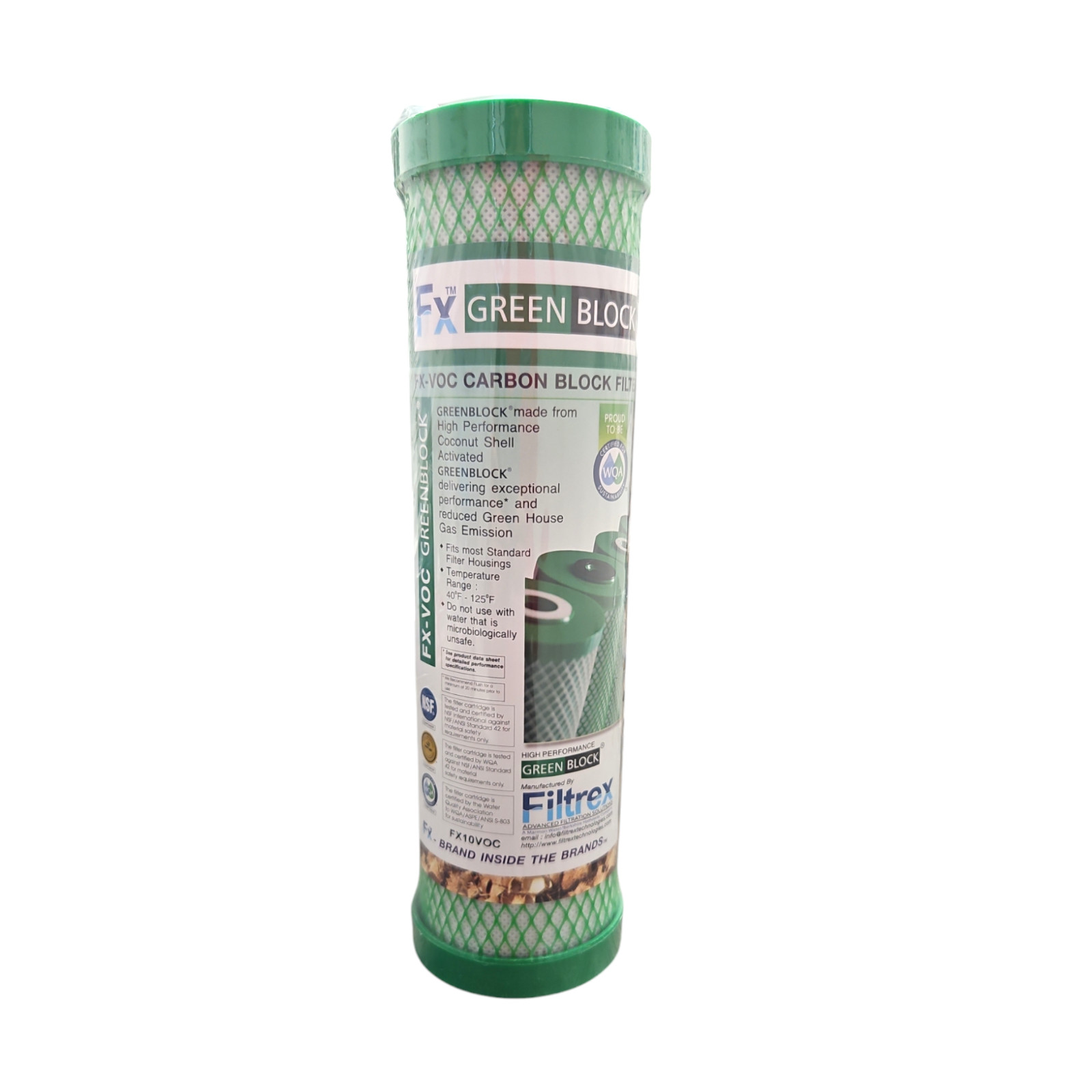 Filtrex FX10VOC 5M VOC Series Green Block 10″x2.5″ Carbon Block Chlorine Filter