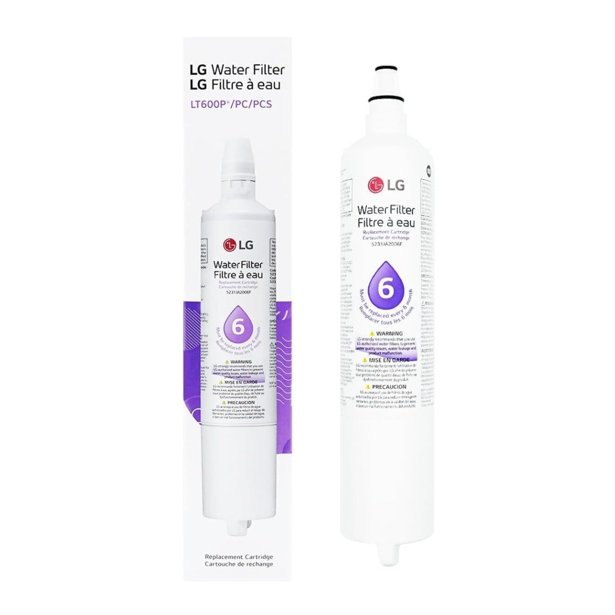 LG Genuine LT600P 6 Month/300 Gal Replacement Refrigerator Water Filter (White)
