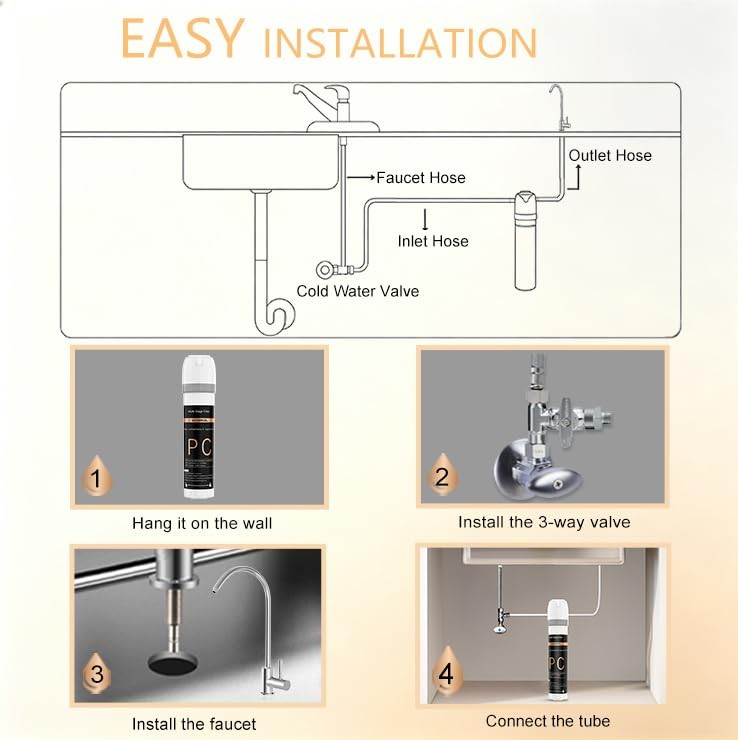 WINGSOL Under Sink Water Filter System with Chrome 1 Count (Pack of 1)