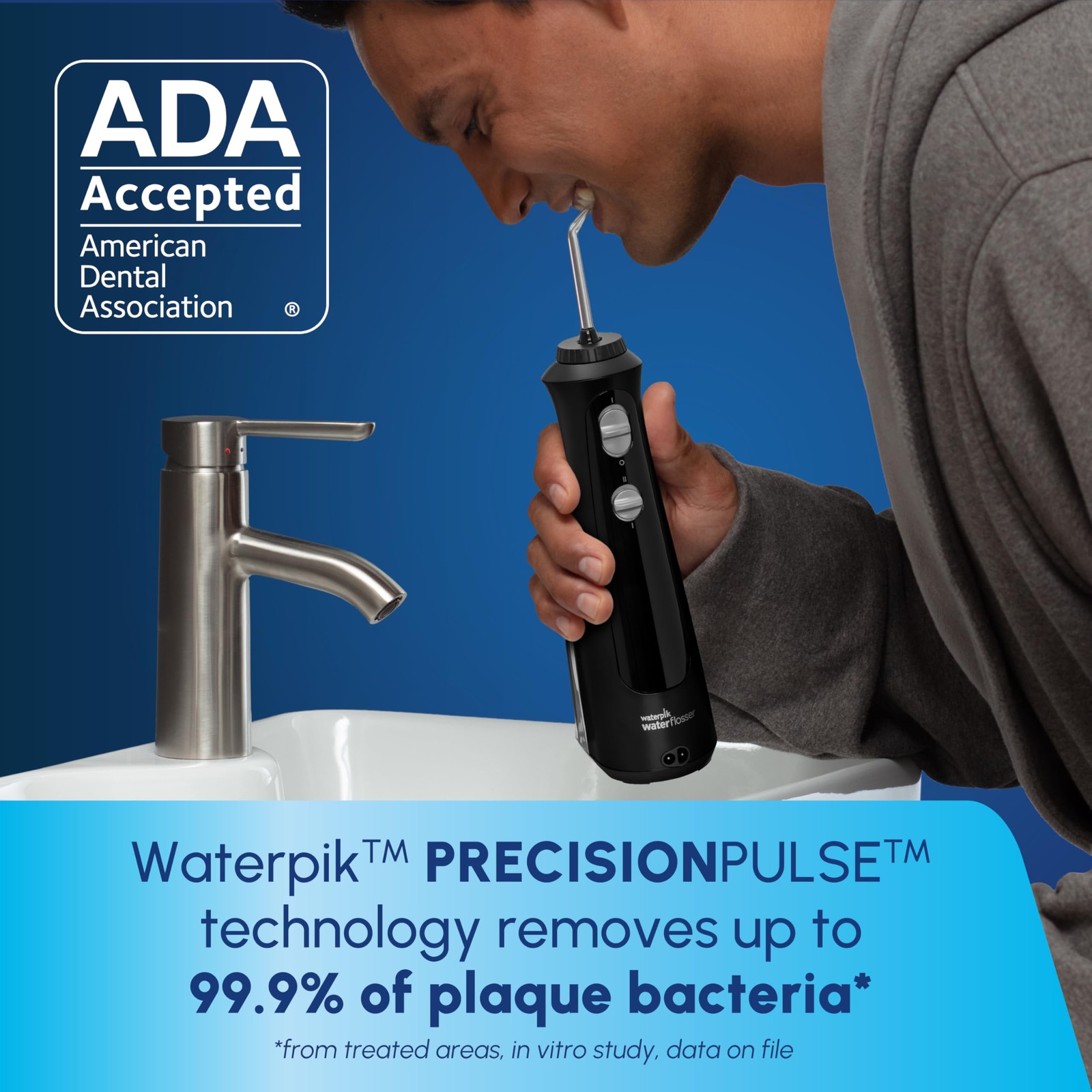 Waterpik Cordless Pearl Rechargeable Portable 1 Count (Pack of 1), Black