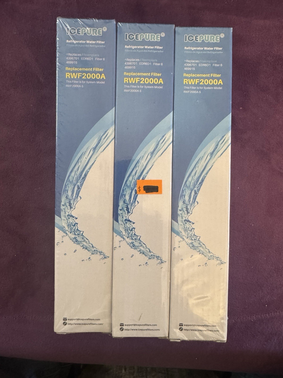 Icepure RWF2000A Refrigerator Water Filter 3 Pack Sealed New 6 Months/200 Gal