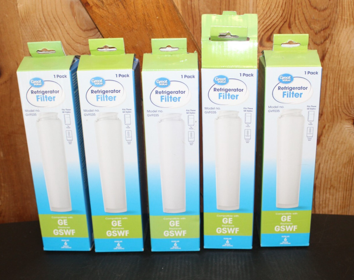 Great Value Refrigerator Filter GVF035 Replacement for GE GSWF Lot of 5 Filters
