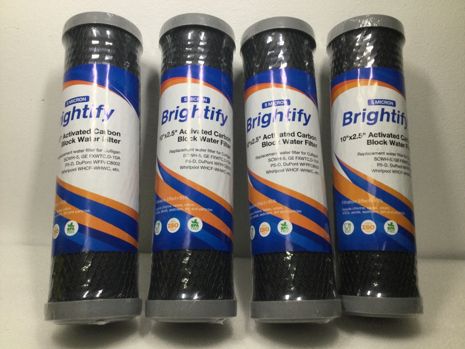 Lot Of 4 – Brightify Activated Carbon Replacement Block Water Filters 10” X 2.5”
