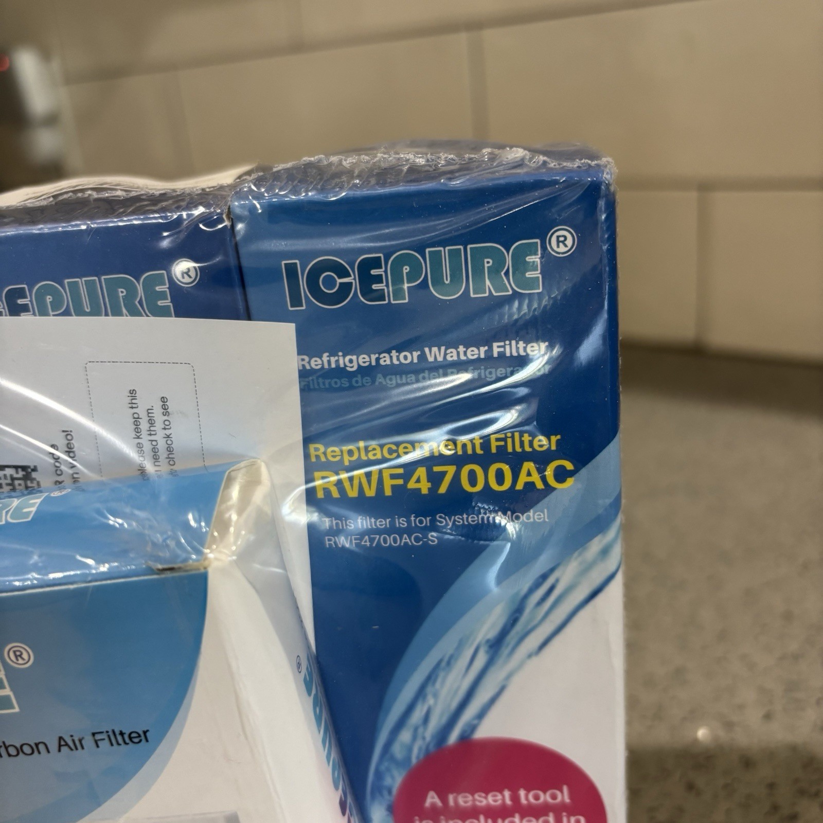 IcePure RWF4700AC Replacement Water Filters 3 Pack & Activated Carbon Air Filter