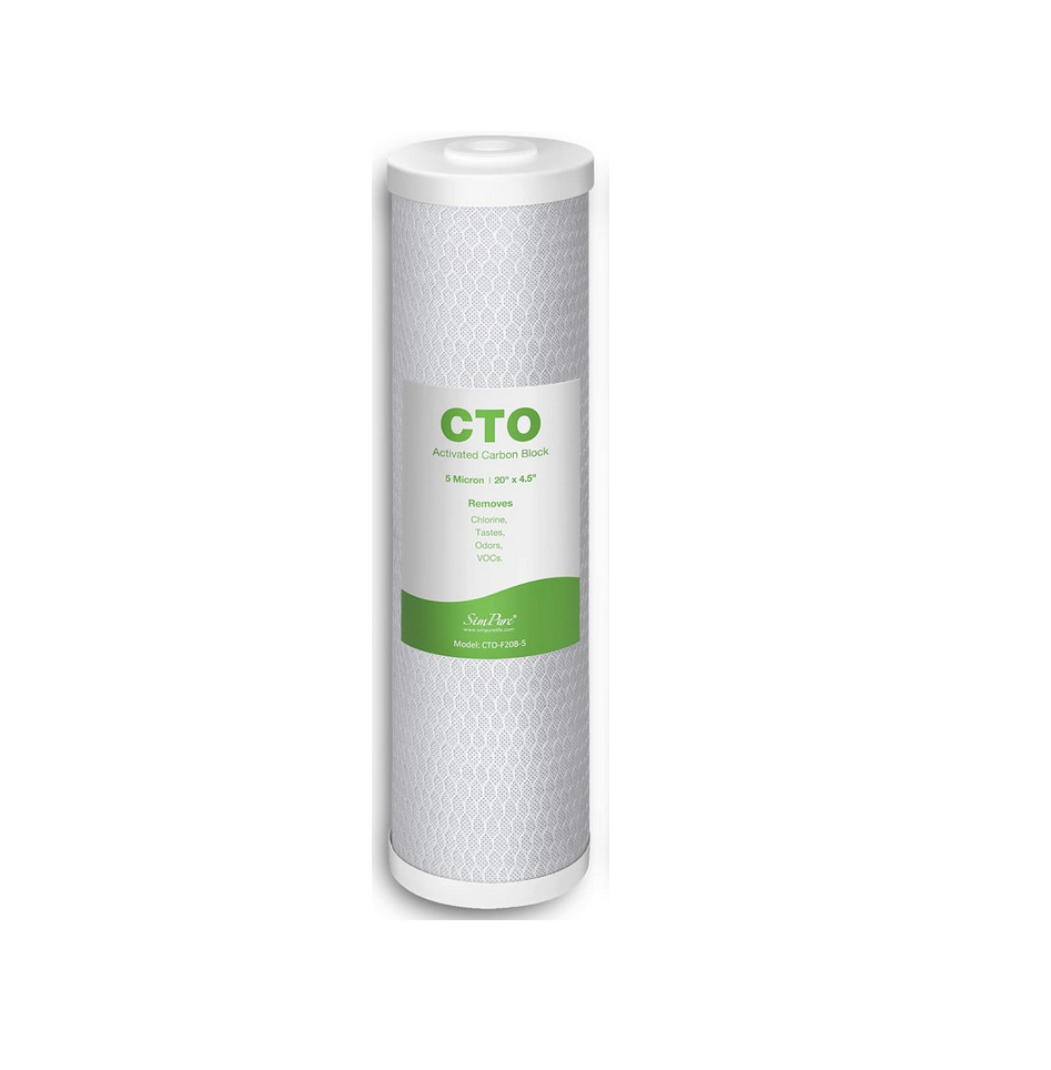 SimPure CTO-F20B-5 Activated Carbon Block 5 Micron 20″ x 4.5″ Filter Whole House