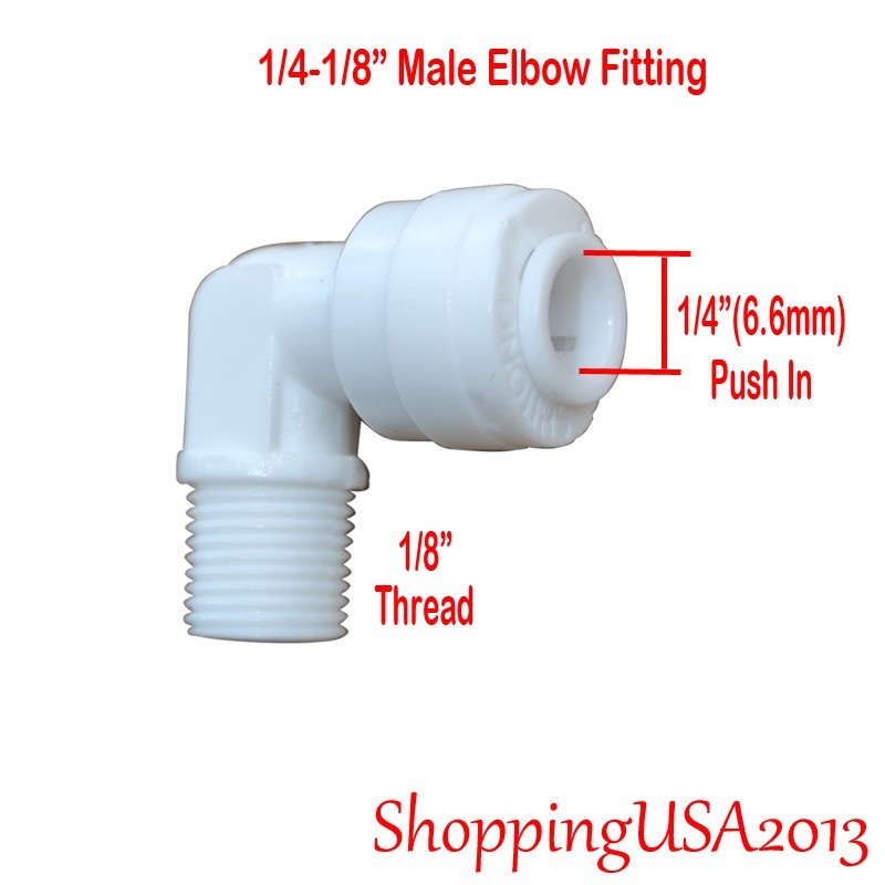 100 Pc 1/4″-1/4″ Male Elbow Fitting Connector Thread Push In RO Water Filter