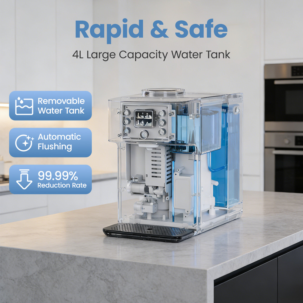 Cobectal Countertop Reverse Osmosis System 8 Stage 4:1 Pure to Drain Reduce TDS