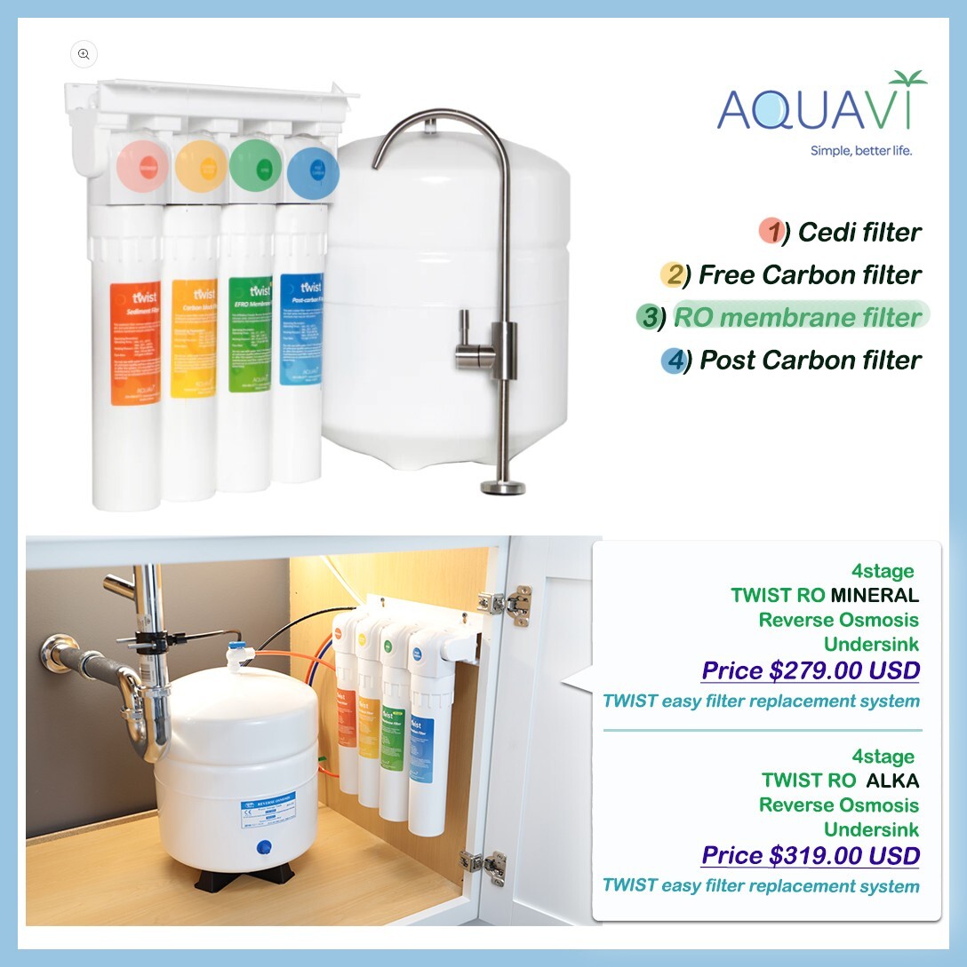AQUAVI 4-Stage Under Sink Alkaline Reverse Osmosis Water Filtration System