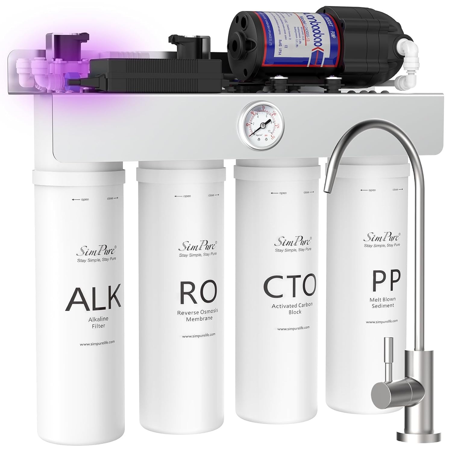 SimPure 8 Stage 400GPD Undersink Tankless RO System w/Remineralization T1-400ALK