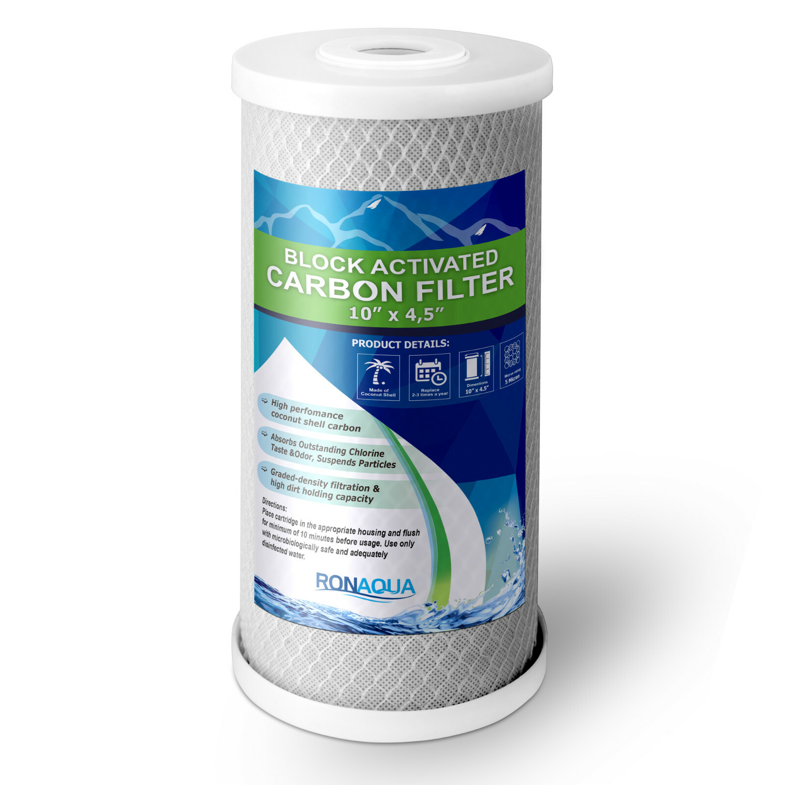 Big Blue CTO Carbon Block Water Filters 4.5″ x 10″ Whole House Cartridges