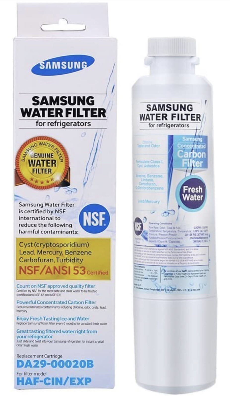 Genuine Samsung DA29-00020B HAF-CIN/EXP-REFRIGERATOR Water Filter “Authentic”