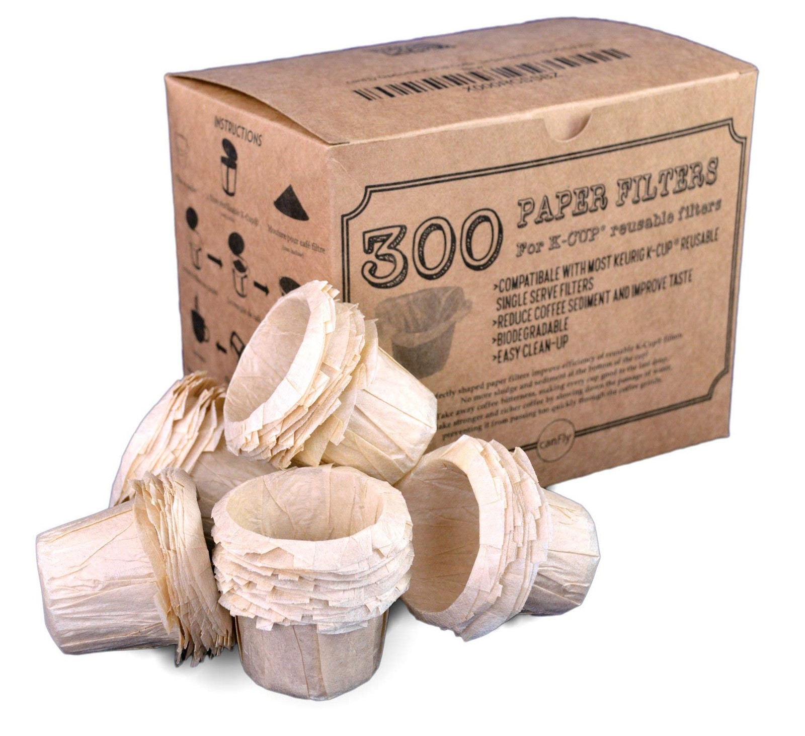 canFly Unbleached Disposable K-CUP Paper filters 300 count, Brown