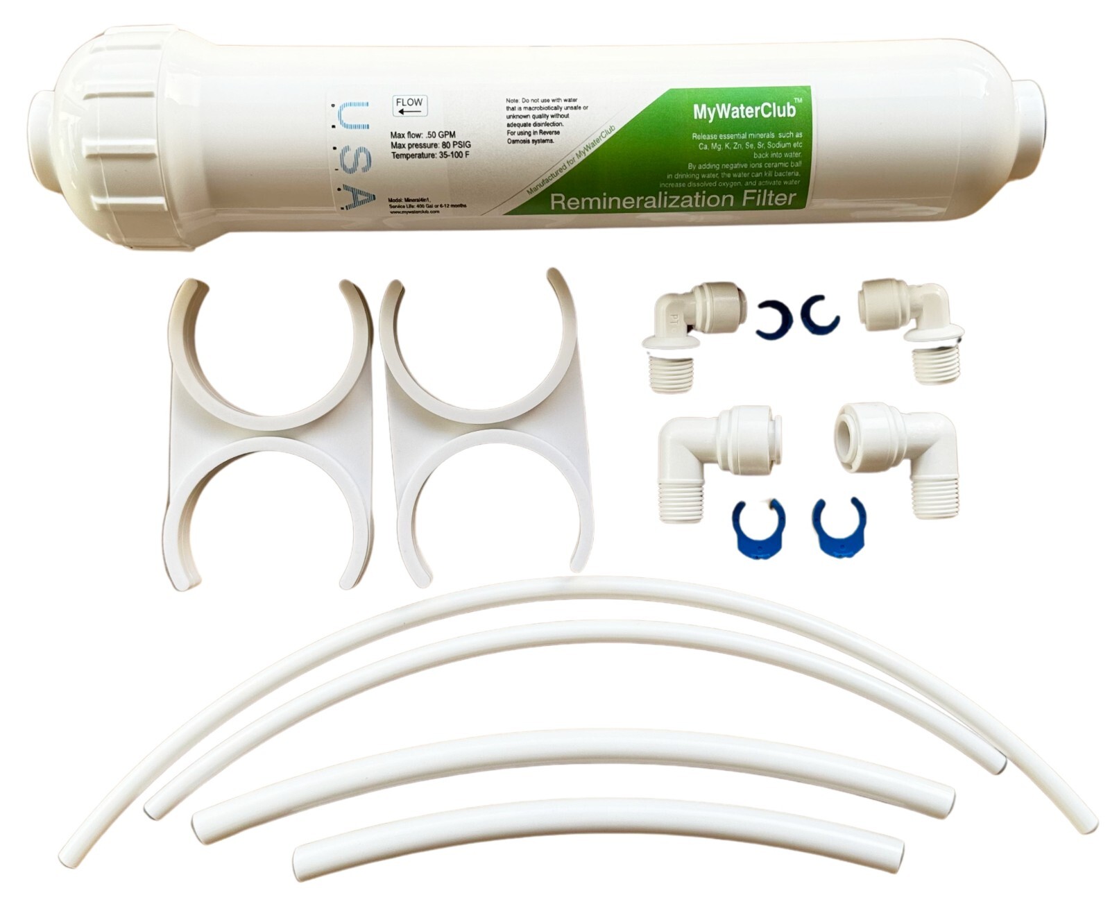 5-in-1 Re-Mineralization Inline Water Filter, 3/8″ & 1/4″ QC for Reverse Osmosis