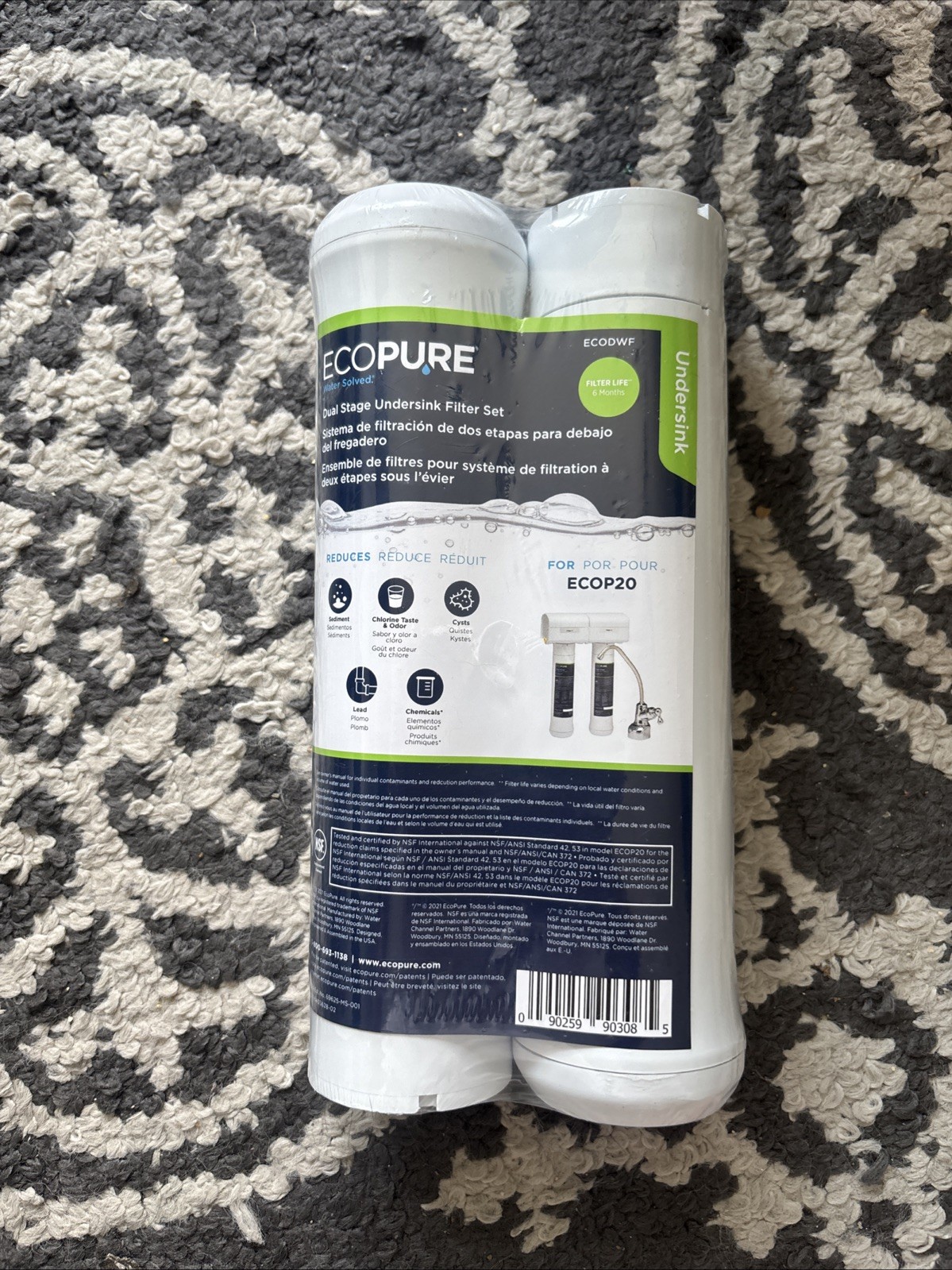 EcoPure ECODWF Dual Stage Water Filter Replacement Set – Fits ECOP20 Under S…