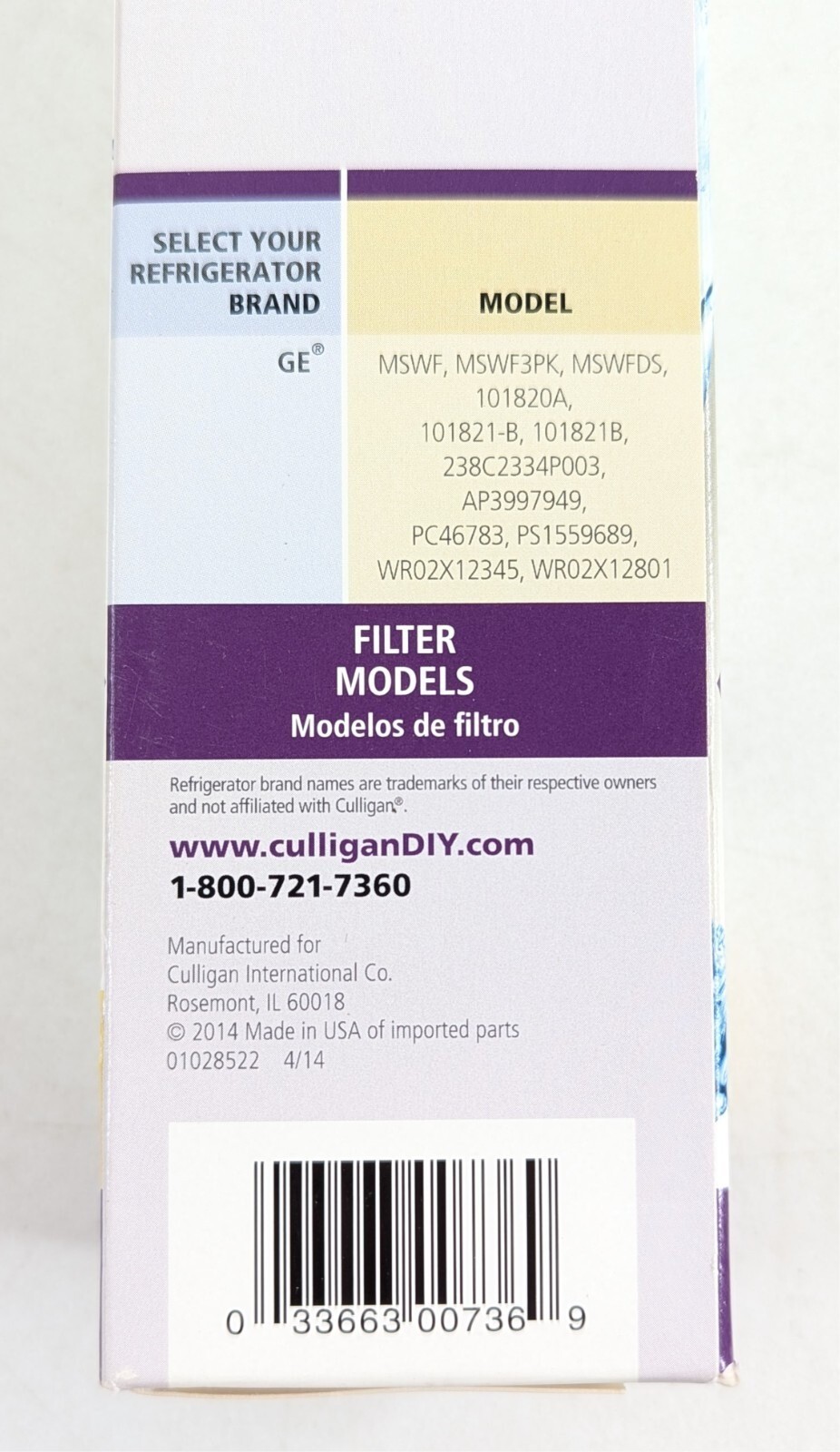Culligan RF-G2A Advanced Water Filter Replacement Cartridge for GE MSWF – Genuin