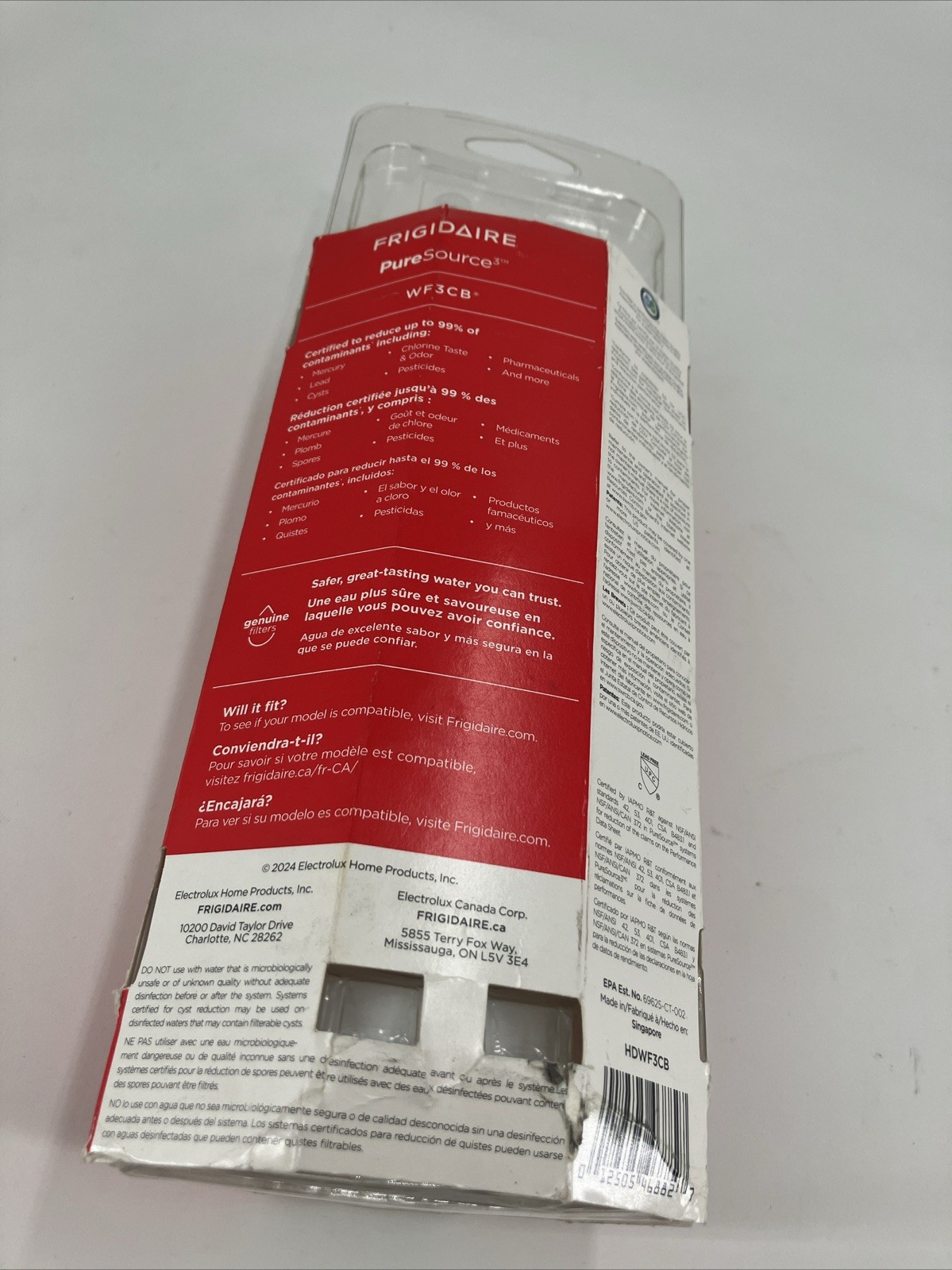 (1) Genuine Frigidaire Puresource3 Water Filter – WF3CB (White) Brand New