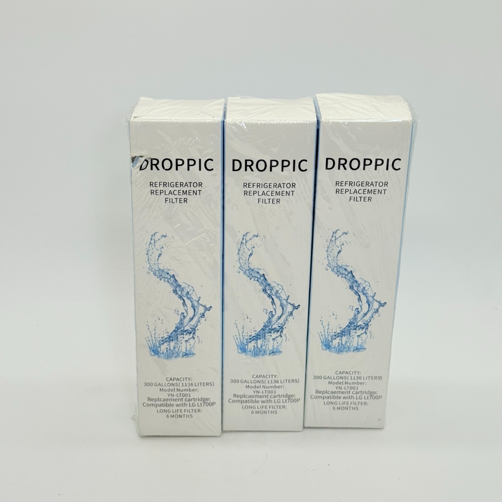 3 Droppic Refrigerator Filter, Pack of 3 NEW, compatible with LG700P LT700P