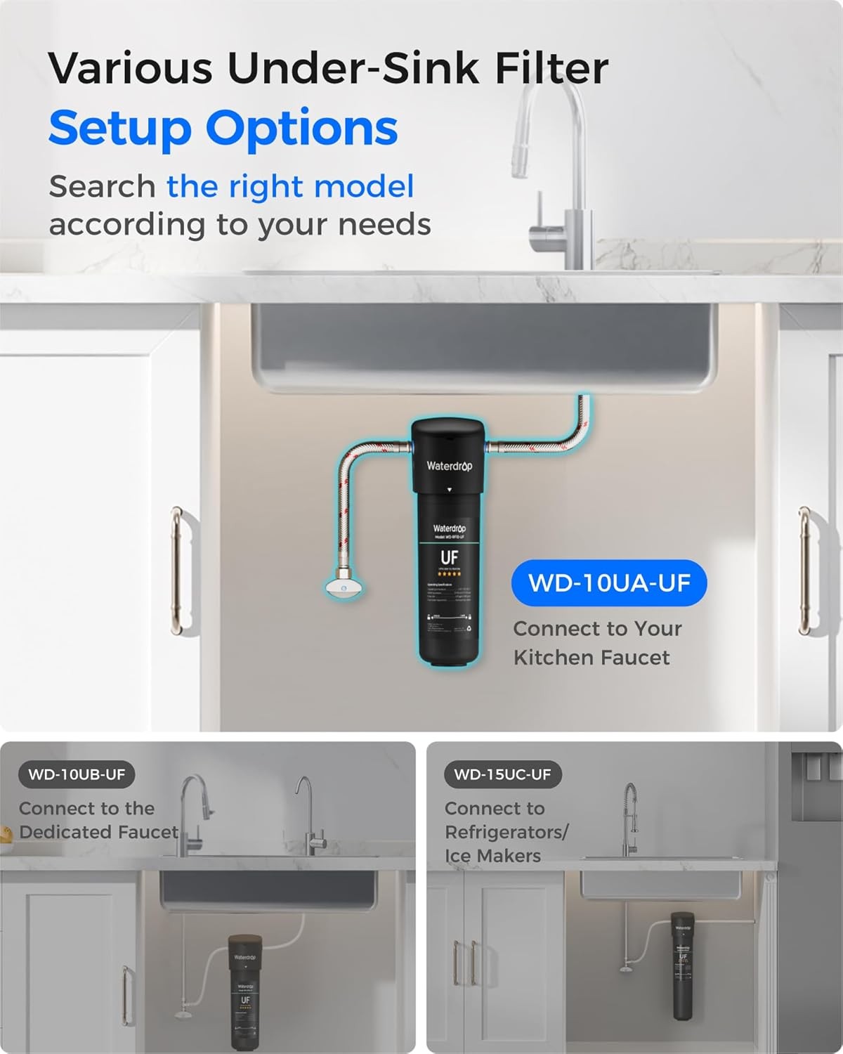 Waterdrop 10UA-UF Under Sink Water Filter, 0.01 μm Ultra Filtration, 8K Gallons