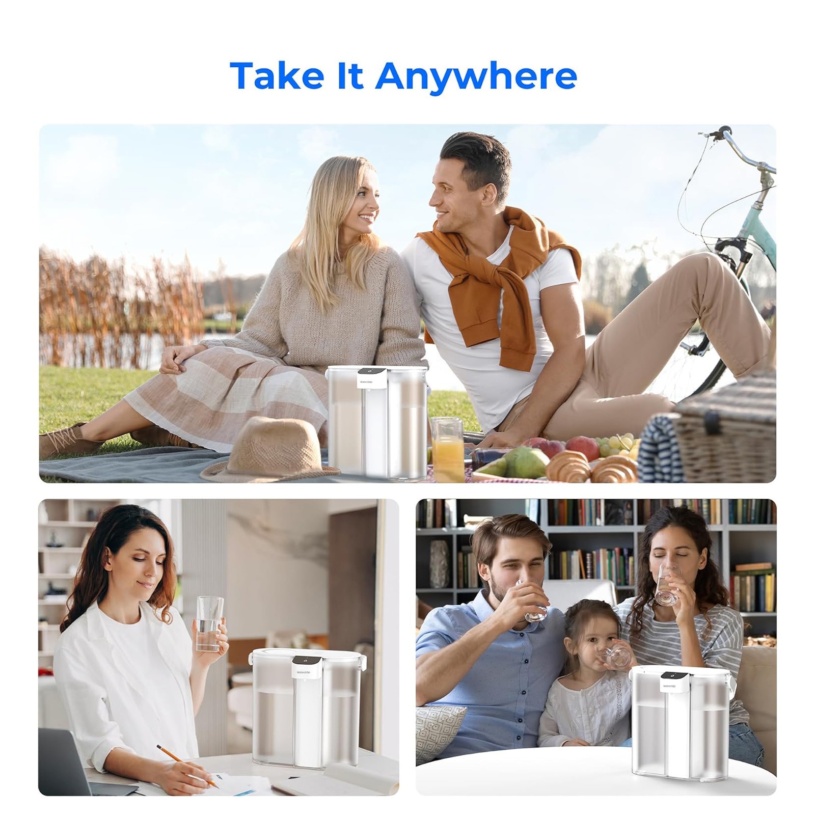 Waterdrop Compact Electric Water Filter Pitcher,200GallonWater,With 2 Filter