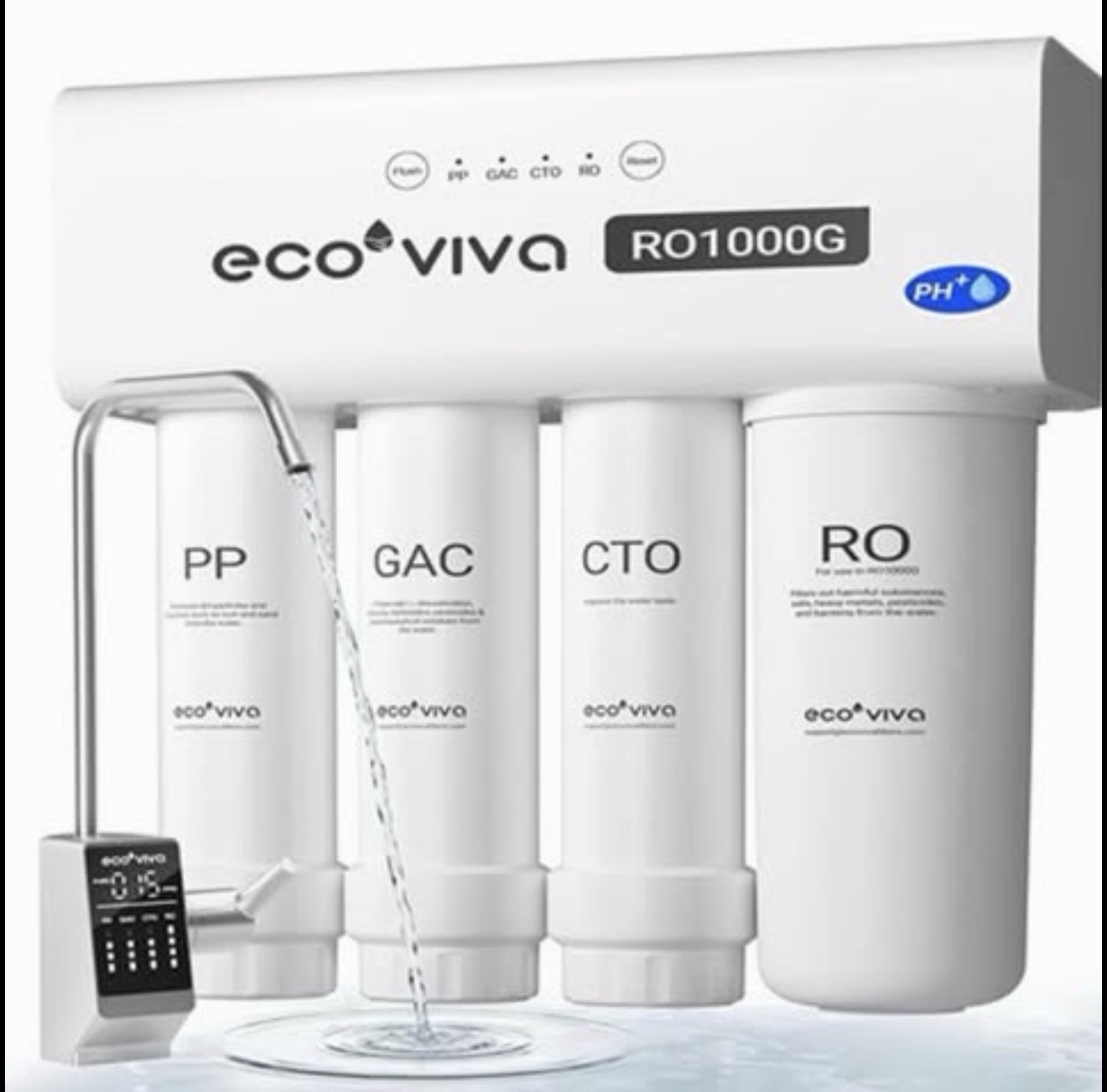 Eco Viva RO1000G Reverse Osmosis Water Filtration System 9 stage
