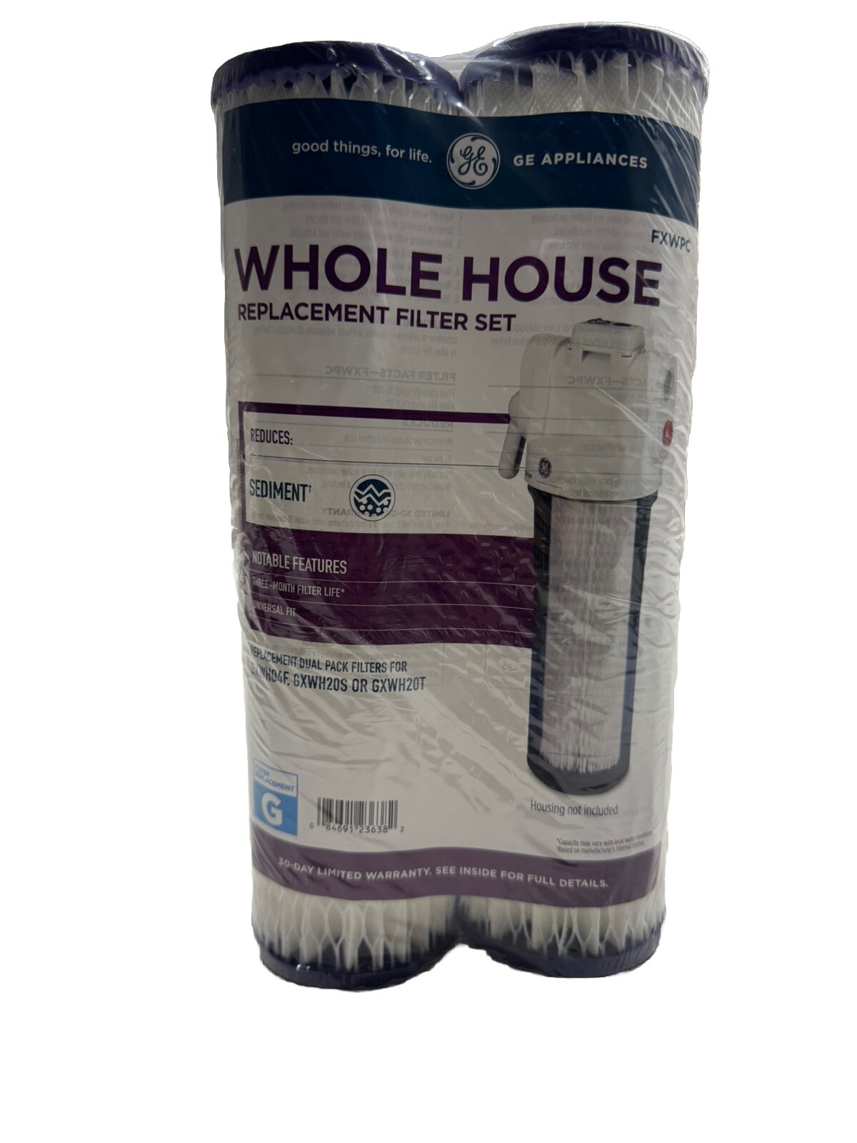 Genuine OEM GE FXWPC Water Filter, 2 Count (Pack of 2), White