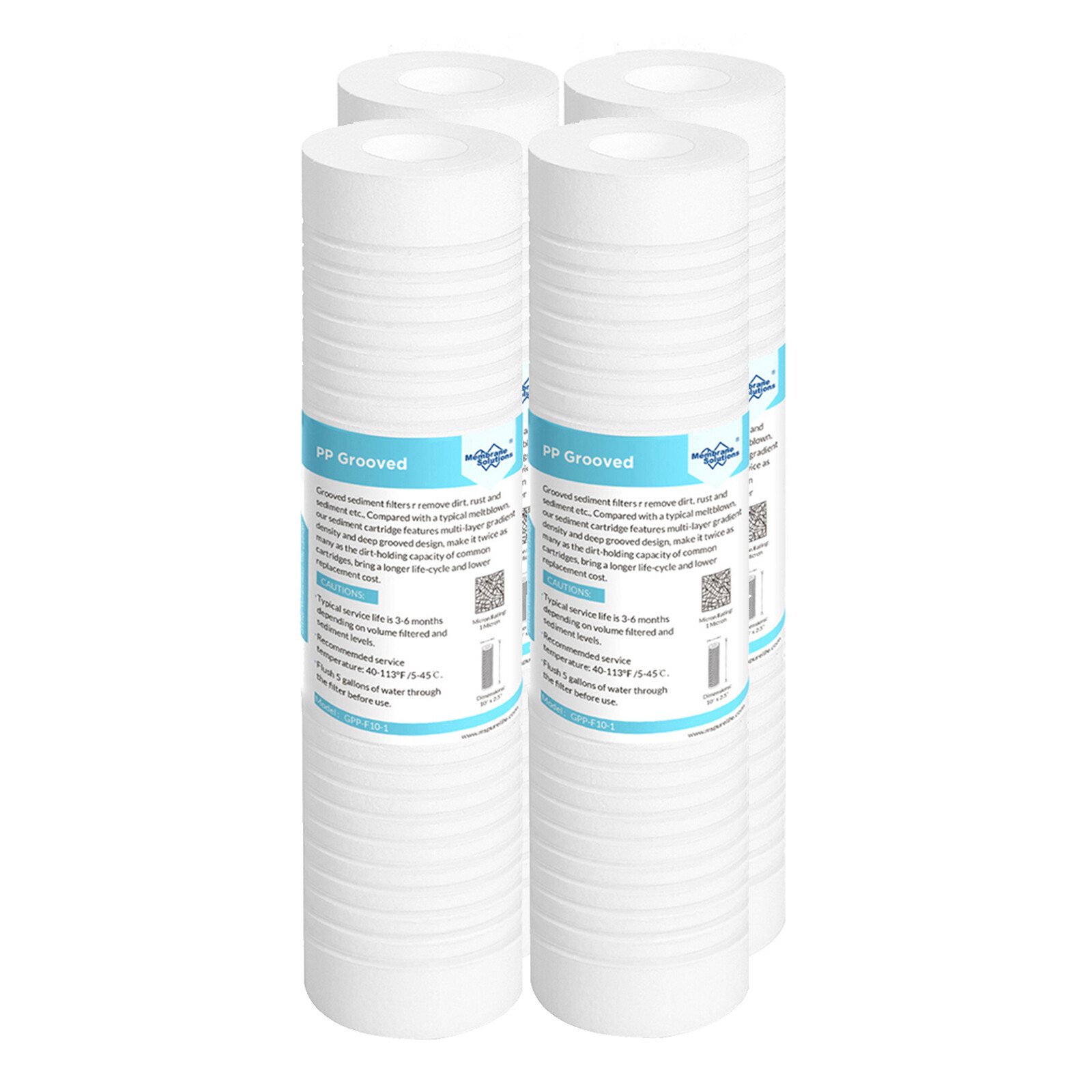 1-4 Pack 0.5/1/5 Micron 10×2.5″ Grooved Sediment Water Filter RO Replacement NSF