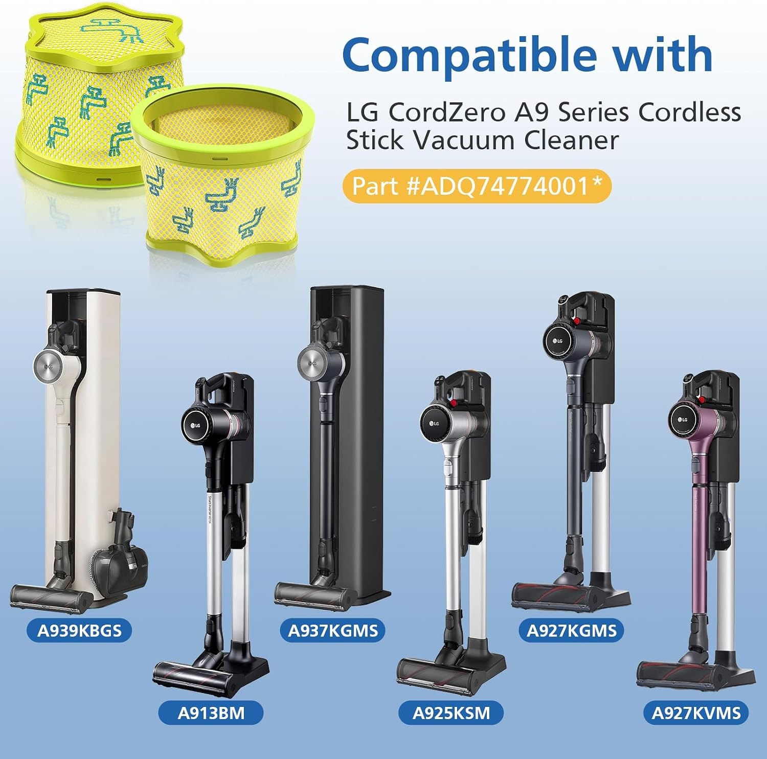4 Pack Replacement Pre filters Compatible with LG CordZero A9 Series Cordless