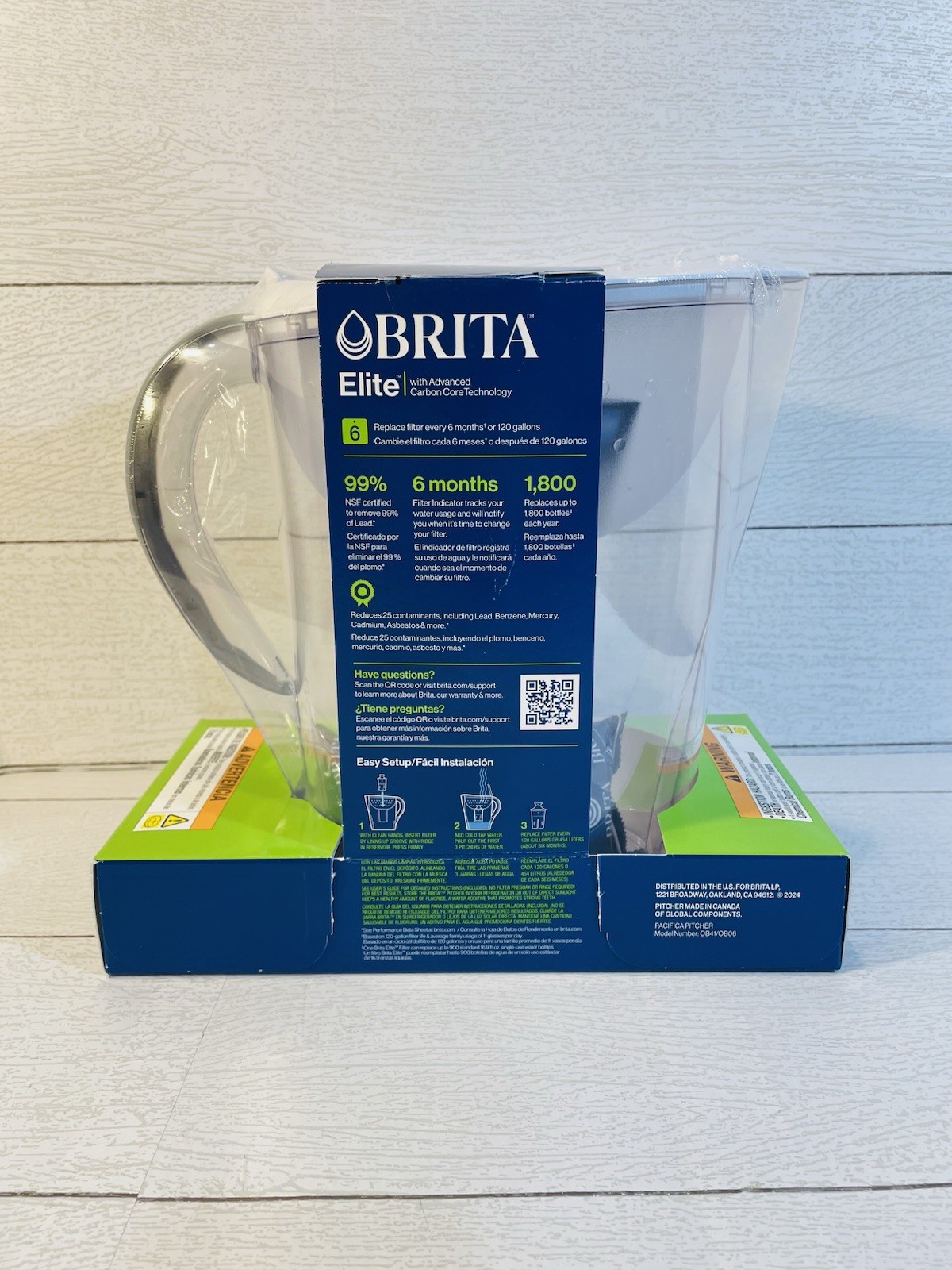 Brita Large 10 Cup Water Filter Pitcher W/ Brita Elite Filter White NEW SEALED