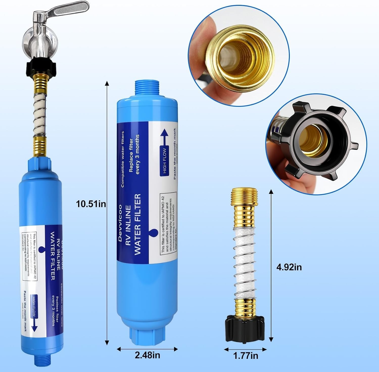 2 Pack RV Water Filter – Inline Hose Water Filter, NSF Tested Lead-Free, Adva…