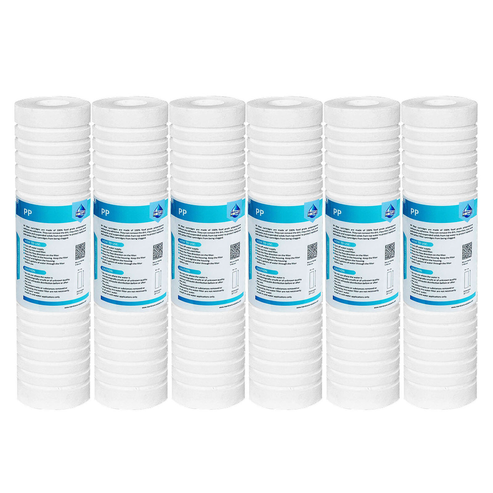 6 Pack 0.5/1/5 Micron 10″x2.5″ Grooved Sediment Water Filter RO Replacement NSF