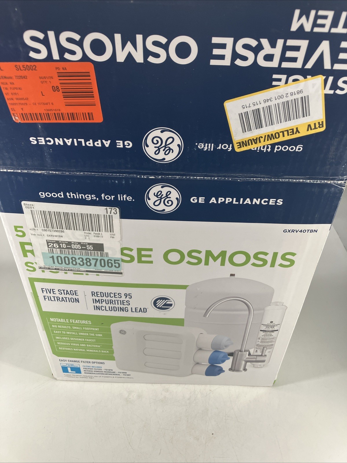 GE Under Sink 5 Stage Premium Reverse Osmosis Water Filtration System Ships Fast